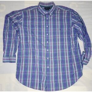 Ralph Lauren Blake 2XLT Tall Plaid Long‎ Sleeve Button Down Shirt Two-Ply Cotton